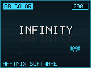 Infinity title screen — Game Boy Color homebrew game