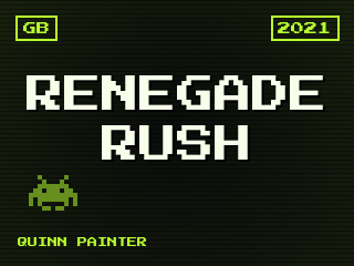 Renegade Rush title screen — Game Boy homebrew game
