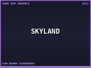 Skyland title screen — game boy advance homebrew game