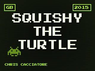 Squishy the Turtle title screen — Game Boy homebrew game